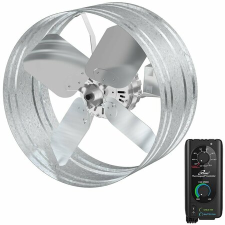 ILIVING Silver 14 in. 120-Volt Wall Mounted Variable Speed Gable Exhaust Fan with Thermospeed Controller ILG8G14-22ST